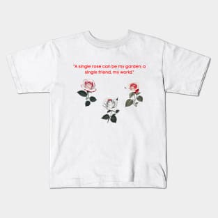 Red Flowers floral roses quote line art Kids T-Shirt